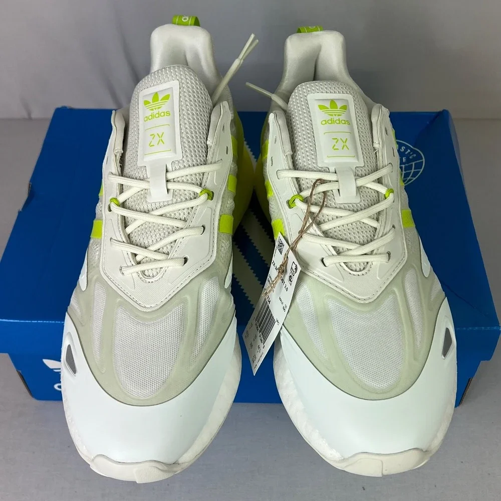 Adidas Men's Originals‎ ZX 2K Boost 2.0 Neon Slime Green White Sneakers Sz 10.5
